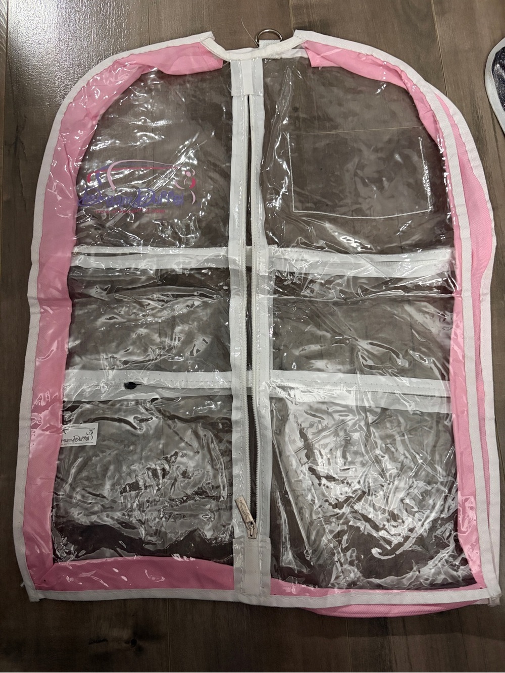 Kids Clear Garment Bag with Pink Trim - Dance comp short length